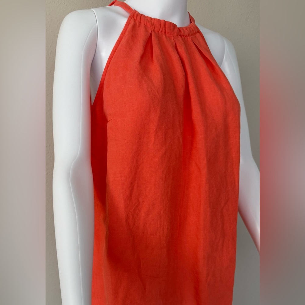 Tommy Bahama Orange Linen Raw Edge Halter Top
